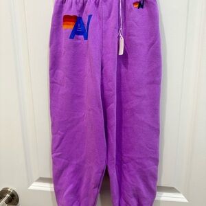 Purple Kids Joggers with Rainbow Detail
